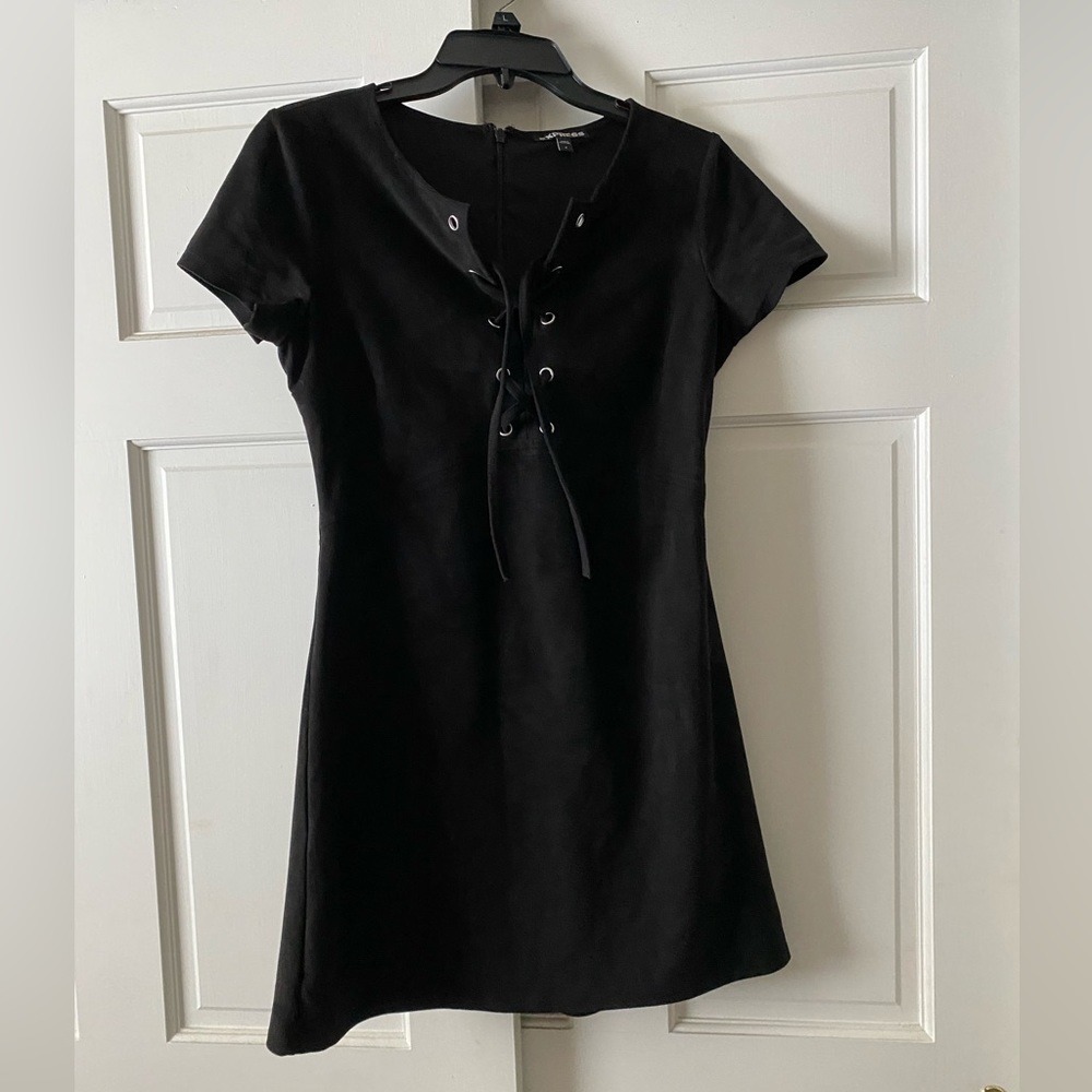 Express suede feel lace up dress